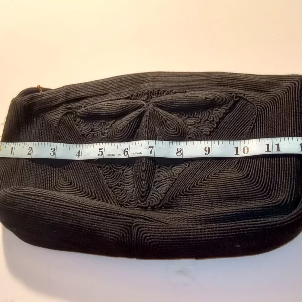 Genuine Corde Black Corded Purse Vintage 30s 40s - Picture 14 of 15